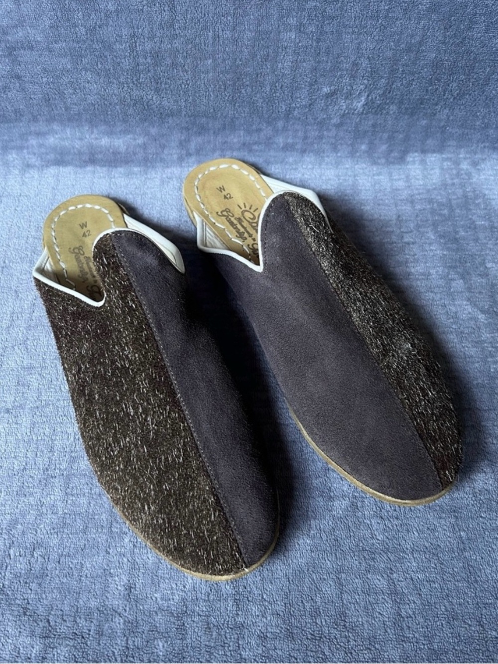 Sabah Womens Baba Mule Shoe Sz 42 Leather Suede Slip On Handcrafted Turkey Brown